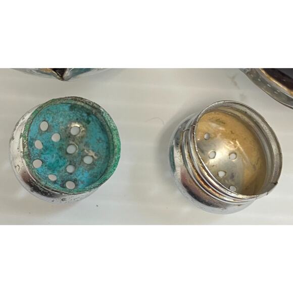 1930s Amethyst Cambridge Glass Insert Krome-Kraft Salt & Pepper Shakers AAA3278 - Picture 8 of 16